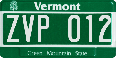 VT license plate ZVP012