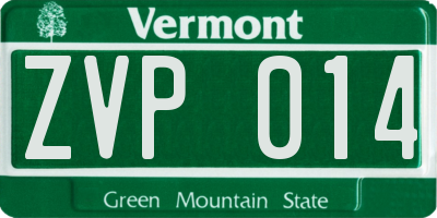 VT license plate ZVP014