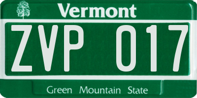 VT license plate ZVP017