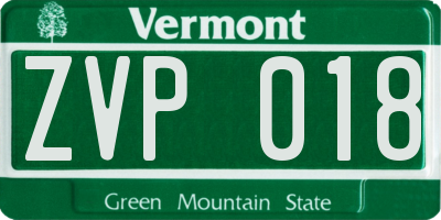 VT license plate ZVP018