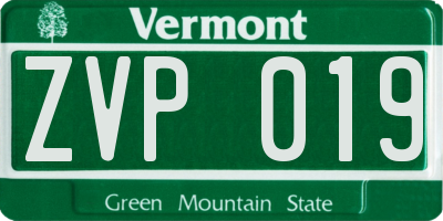 VT license plate ZVP019
