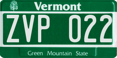 VT license plate ZVP022