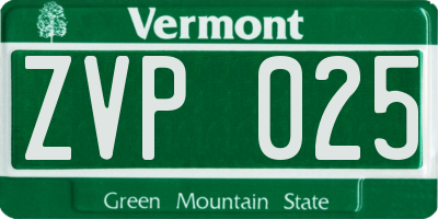VT license plate ZVP025