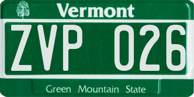 VT license plate ZVP026