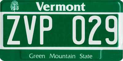 VT license plate ZVP029