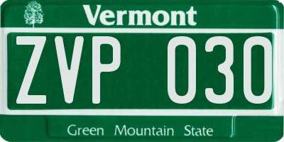 VT license plate ZVP030