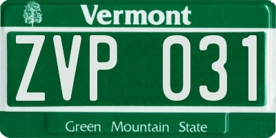 VT license plate ZVP031