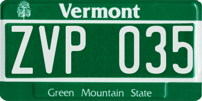 VT license plate ZVP035
