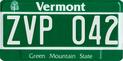 VT license plate ZVP042