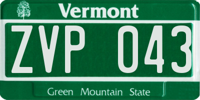 VT license plate ZVP043