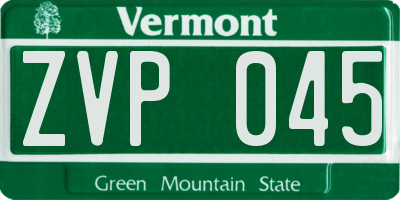 VT license plate ZVP045