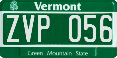 VT license plate ZVP056