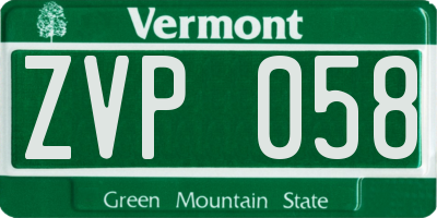 VT license plate ZVP058