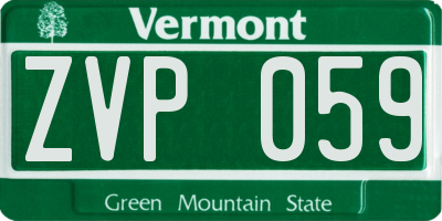VT license plate ZVP059