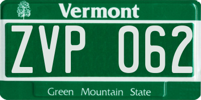 VT license plate ZVP062