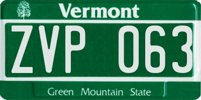 VT license plate ZVP063