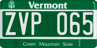 VT license plate ZVP065