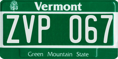 VT license plate ZVP067