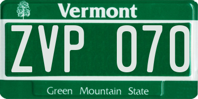 VT license plate ZVP070