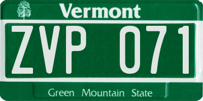 VT license plate ZVP071