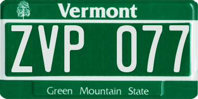 VT license plate ZVP077