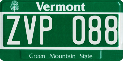 VT license plate ZVP088