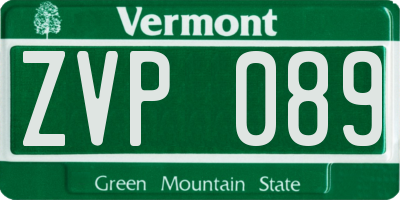 VT license plate ZVP089