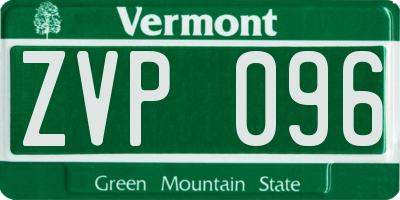 VT license plate ZVP096