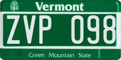 VT license plate ZVP098