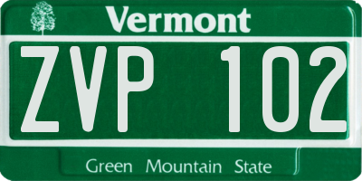 VT license plate ZVP102