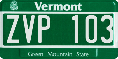 VT license plate ZVP103