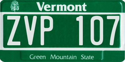 VT license plate ZVP107