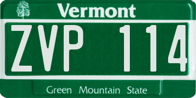 VT license plate ZVP114