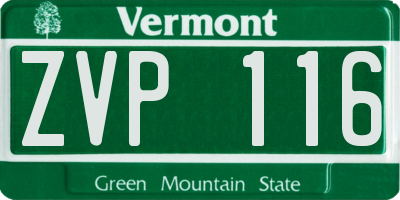 VT license plate ZVP116