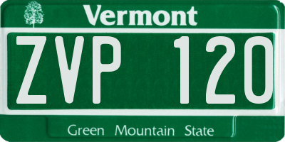 VT license plate ZVP120