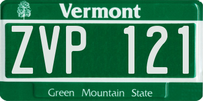 VT license plate ZVP121