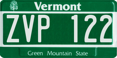 VT license plate ZVP122