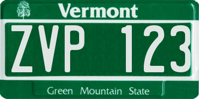 VT license plate ZVP123