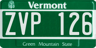 VT license plate ZVP126