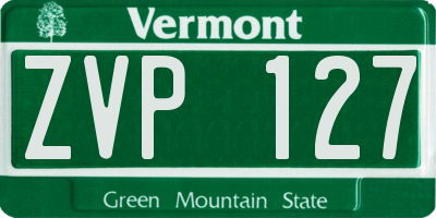 VT license plate ZVP127