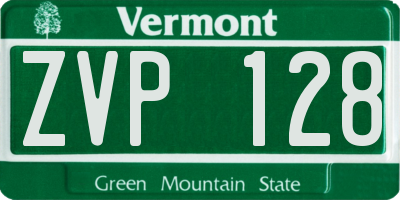 VT license plate ZVP128