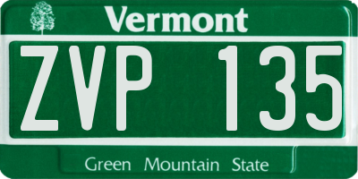 VT license plate ZVP135
