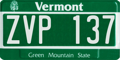 VT license plate ZVP137