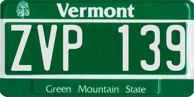 VT license plate ZVP139