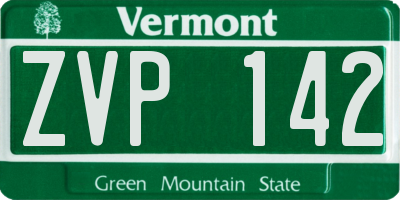 VT license plate ZVP142