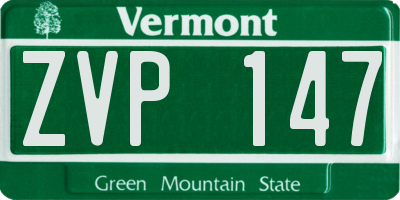 VT license plate ZVP147