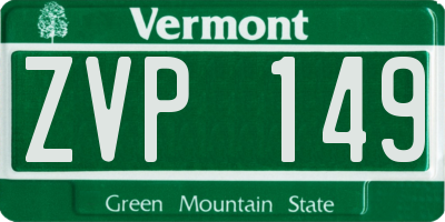 VT license plate ZVP149