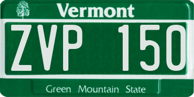 VT license plate ZVP150