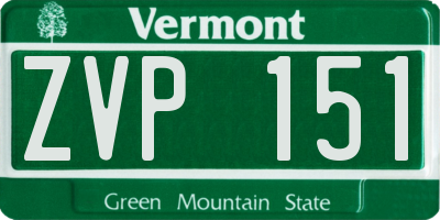 VT license plate ZVP151