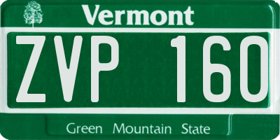 VT license plate ZVP160